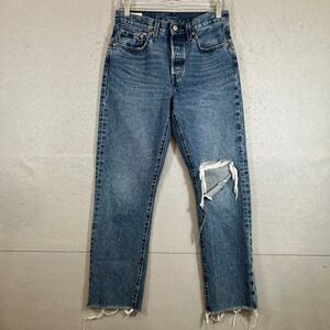 Levis Premium 501 Jeans Womens 27x30 Stretch High Rise Button Fly Big E